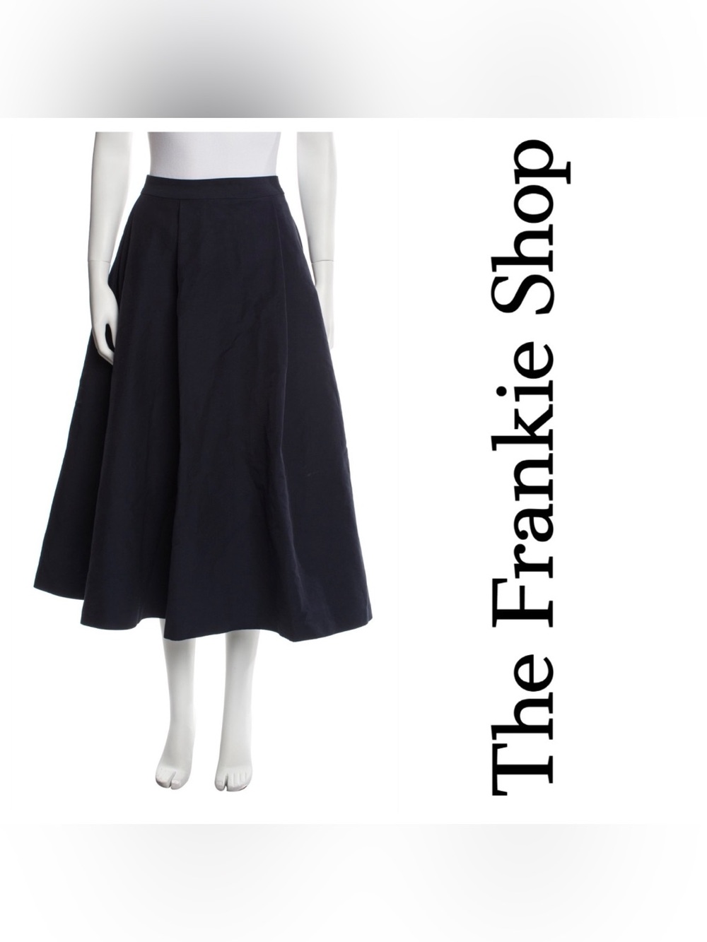 The Frankie Shop Dark Navy Full A-Line Midi Skirt